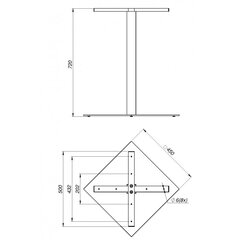 Stalo koja - padas 450x450x8mm, H=720mm, dažytas, juodas kaina ir informacija | Baldinės kojelės ir kojos | pigu.lt