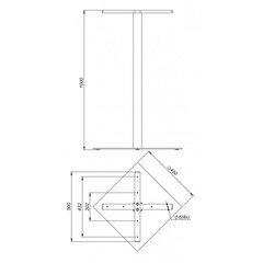 Stalo koja - padas 450x450x8mm, H=1000mm, dažytas, juodas matinis kaina ir informacija | Baldinės kojelės ir kojos | pigu.lt