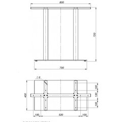 Stalo koja - padas 400x700mm, H=720mm, dažytas, juodas dviejų stulpų kaina ir informacija | Baldinės kojelės ir kojos | pigu.lt