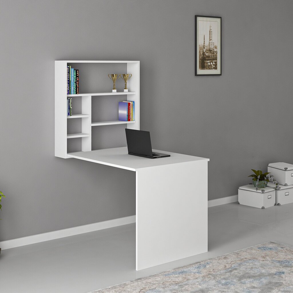 Transformuojamas stalas-lentyna Sedir, baltas kaina ir informacija | Kompiuteriniai, rašomieji stalai | pigu.lt