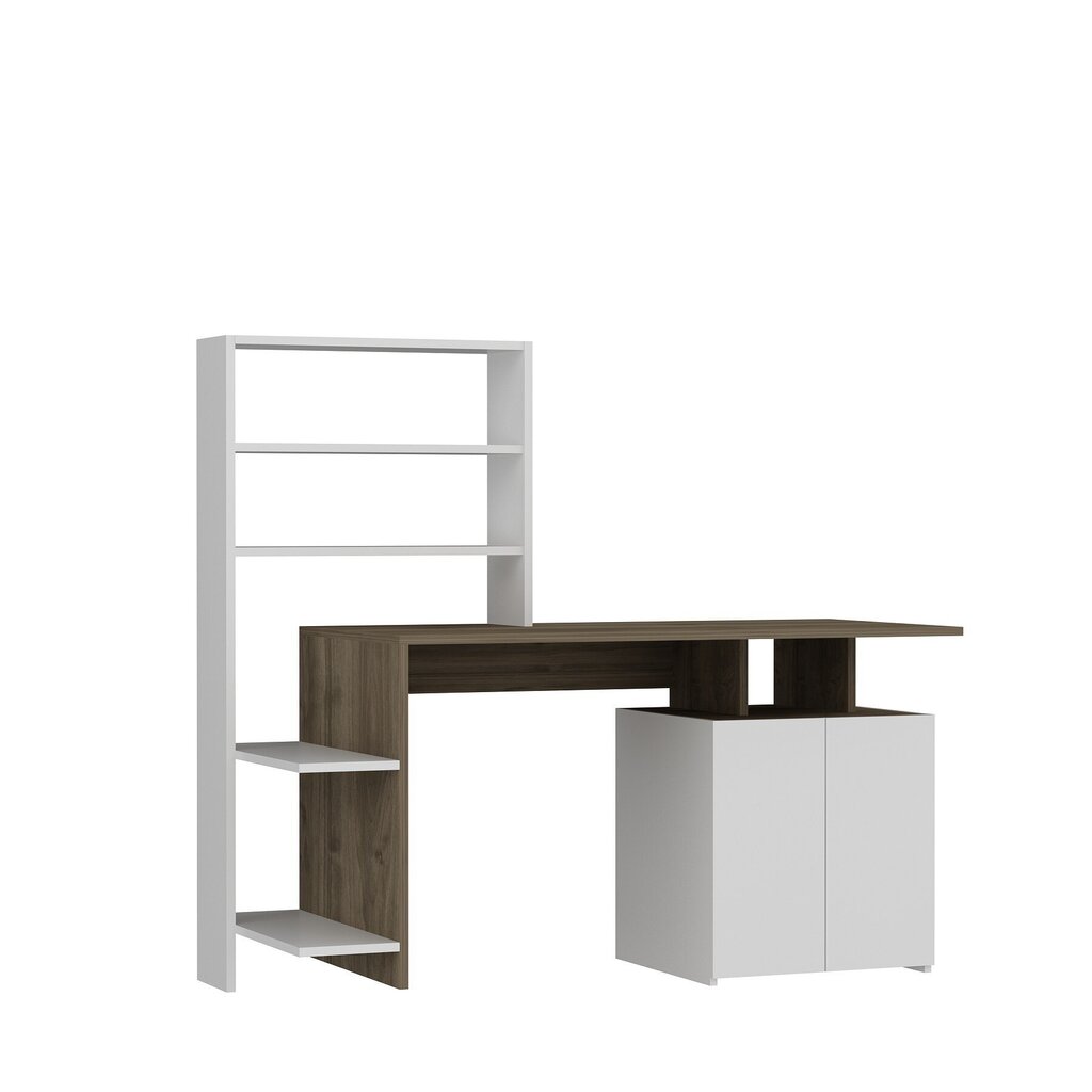 Rašomasis stalas su lentyna Melis, rudas/baltas kaina ir informacija | Kompiuteriniai, rašomieji stalai | pigu.lt