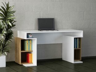 Письменный стол с полками Monument, белый/коричневый цена и информация | Компьютерные, письменные столы | pigu.lt