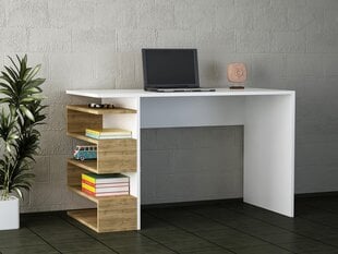 Письменный стол с полками Snake, белый/коричневый цена и информация | Компьютерные, письменные столы | pigu.lt