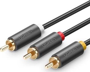 Ugreen AV105 garso laidas 3RCA/3RCA , 1,5 m, juodas kaina ir informacija | Kabeliai ir laidai | pigu.lt