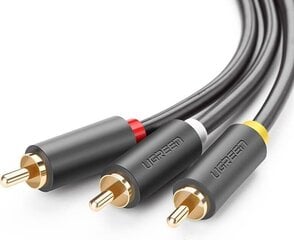 Ugreen AV105 garso laidas 3RCA/3RCA , 1,5 m, juodas kaina ir informacija | Kabeliai ir laidai | pigu.lt