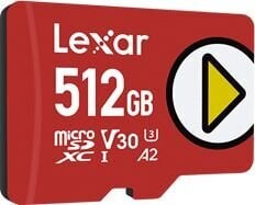 MEMORY MICRO SDXC 512GB UHS-I/PLAY LMSPLAY512G-BNNNG LEXAR цена и информация | Карты памяти для фотоаппаратов, камер | pigu.lt