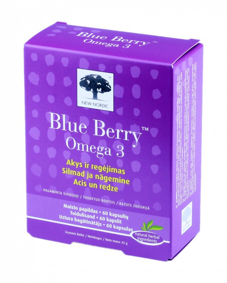 Maisto papildas Blue Berry Omega-3, 60 kapsulių kaina ir informacija | Vitaminai, maisto papildai, preparatai gerai savijautai | pigu.lt