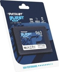 SSD|PATRIOT|Burst Elite|960GB|SATA 3.0|3D NAND|Скорость записи 320 МБайт/с|Скорость чтения 450 МБайт/с|2,5"|TBW 400 TB|PBE960GS25SSDR цена и информация | Внутренние жёсткие диски (HDD, SSD, Hybrid) | pigu.lt