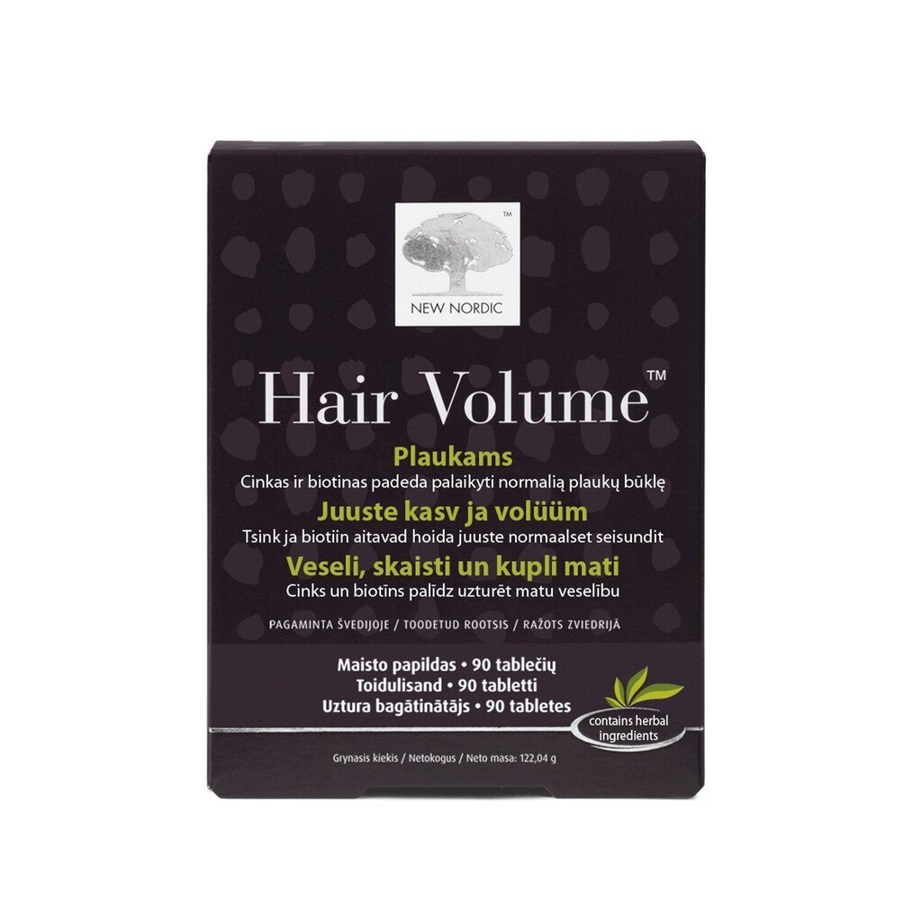 Maisto papildas New Nordic Hair Volume, 90 tablečių kaina ir informacija | Vitaminai, maisto papildai, preparatai grožiui | pigu.lt