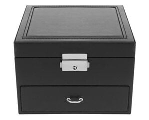 Papuošalų dėžutė su stalčiuku, juoda kaina ir informacija | Interjero detalės | pigu.lt
