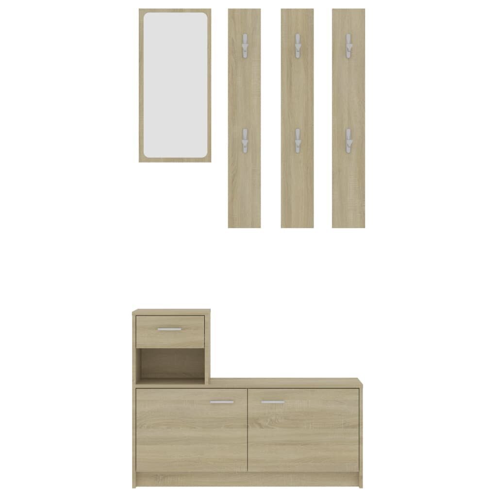 Koridoriaus baldų komplektas, 100x25x76,5cm, rudas kaina ir informacija | Sekcijos | pigu.lt