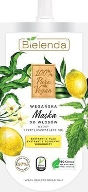 Apimties suteikianti kaukė riebiems ir prigludusiems plaukams Bielenda 100% Pure Vegan, 125 ml kaina ir informacija | Priemonės plaukų stiprinimui | pigu.lt