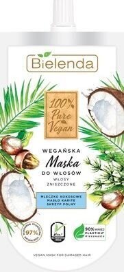 Maitinanti atstatomoji kaukė pažeistiems plaukams Bielenda 100% Pure Vegan, 125 ml kaina ir informacija | Priemonės plaukų stiprinimui | pigu.lt