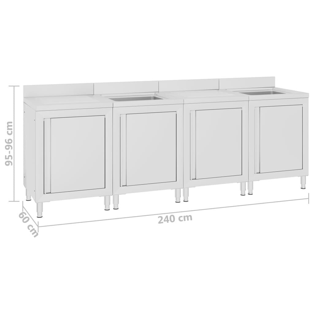 Virtuvės plautuvės spintelė, 240x60x96 cm, balta kaina ir informacija | Virtuvinės spintelės | pigu.lt