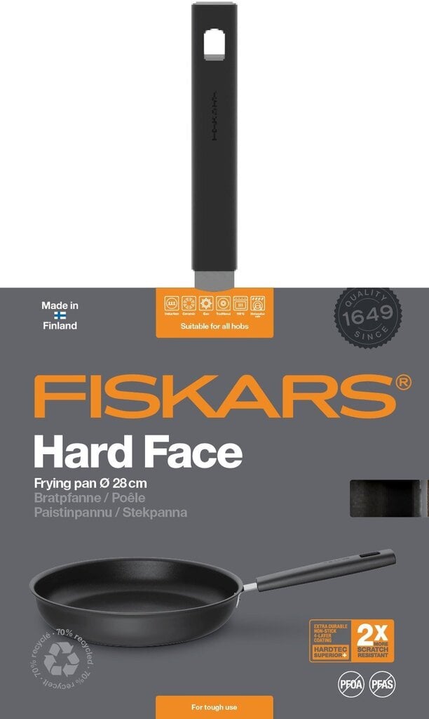 Fiskars keptuvė Hard Face, 28 cm kaina ir informacija | Keptuvės | pigu.lt