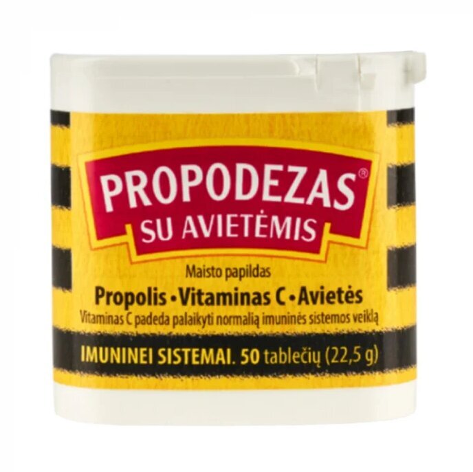 Maisto papildas Propodezas su avietėmis, 50 tablečių kaina ir informacija | Vitaminai, maisto papildai, preparatai gerai savijautai | pigu.lt