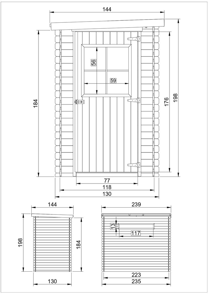 Medinis sodo namelis Timbela M306 - A198 x 239 x 144 cm, rudas kaina ir informacija | Sodo nameliai, malkinės, pastogės | pigu.lt