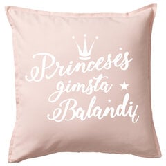 Pagalvė su užrašu „Princesės gimsta balandį", rožinė. kaina ir informacija | Dekoratyvinės pagalvėlės ir užvalkalai | pigu.lt