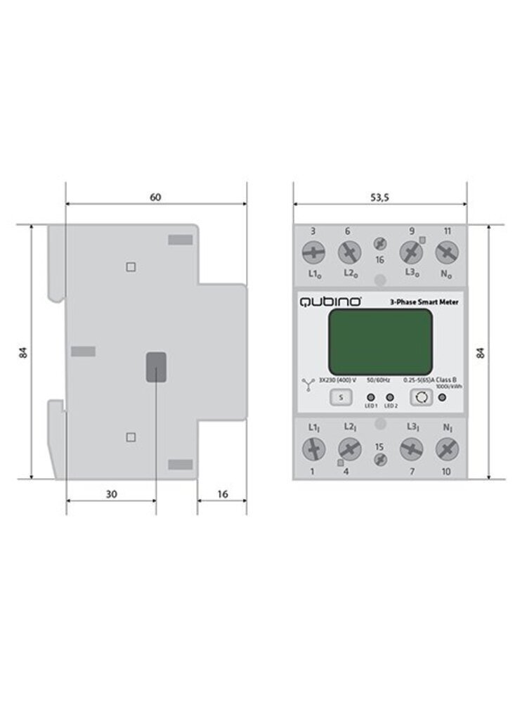 Qubino 3-Phase Smart Meter - Z-Wave išmanus elektros energijos sąnaudų matuoklis kaina ir informacija | Apsaugos sistemos, valdikliai | pigu.lt