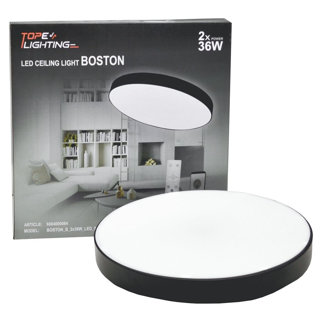 Tope Lighting juodas LED šviestuvas Boston 2x36W kaina ir informacija | Lubiniai šviestuvai | pigu.lt