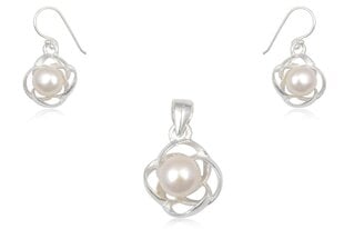 Sidabrinių papuošalų su natūraliais perlais rinkinys kaina ir informacija | Papuošalų rinkiniai | pigu.lt