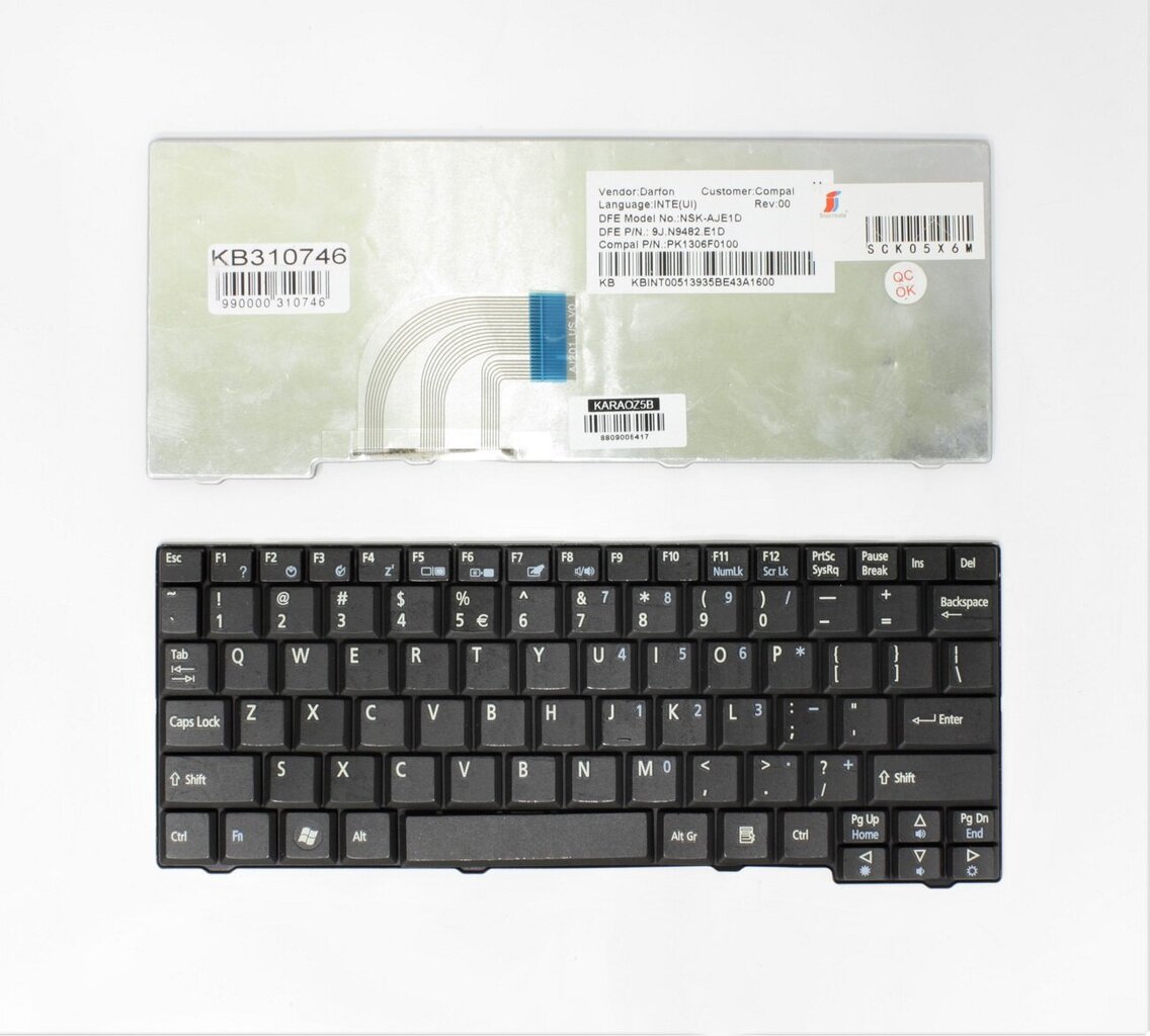 Klaviatūra ACER Aspire: One A110, A150 kaina ir informacija | Komponentų priedai | pigu.lt