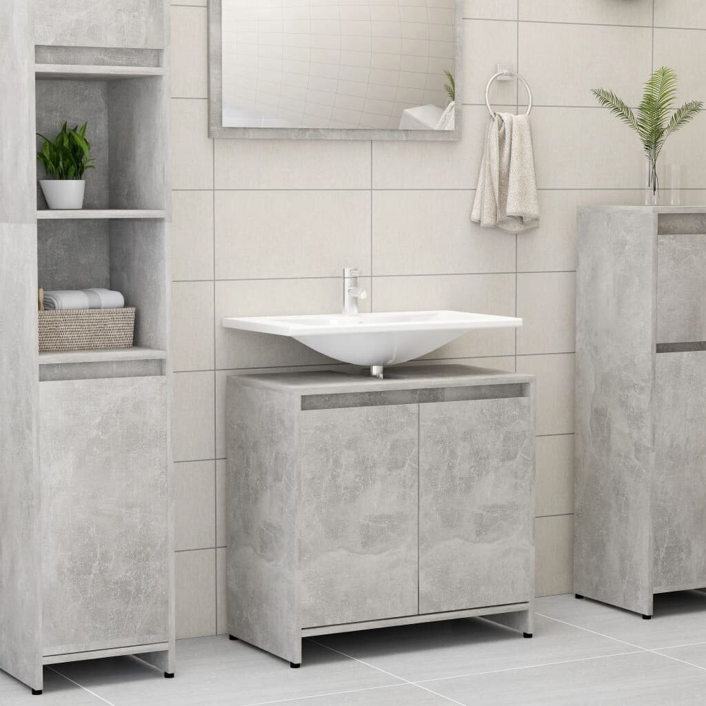 Vonios kambario spintelė vidaXL, betono pilka, 60x33x58cm, MDP kaina ir informacija | Vonios spintelės | pigu.lt