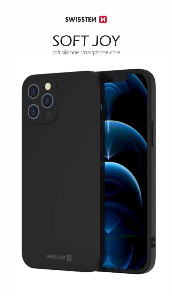 Swissten Soft Joy Silicone Case for Apple iPhone 12 / 12 Pro Black цена и информация | Telefono dėklai | pigu.lt