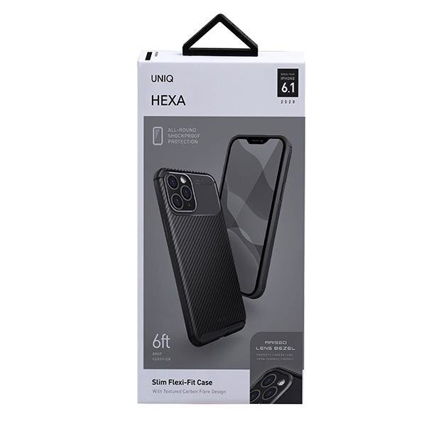 Uniq case Hexa, skirtas iPhone 12/12 Pro, juodas kaina ir informacija | Telefono dėklai | pigu.lt