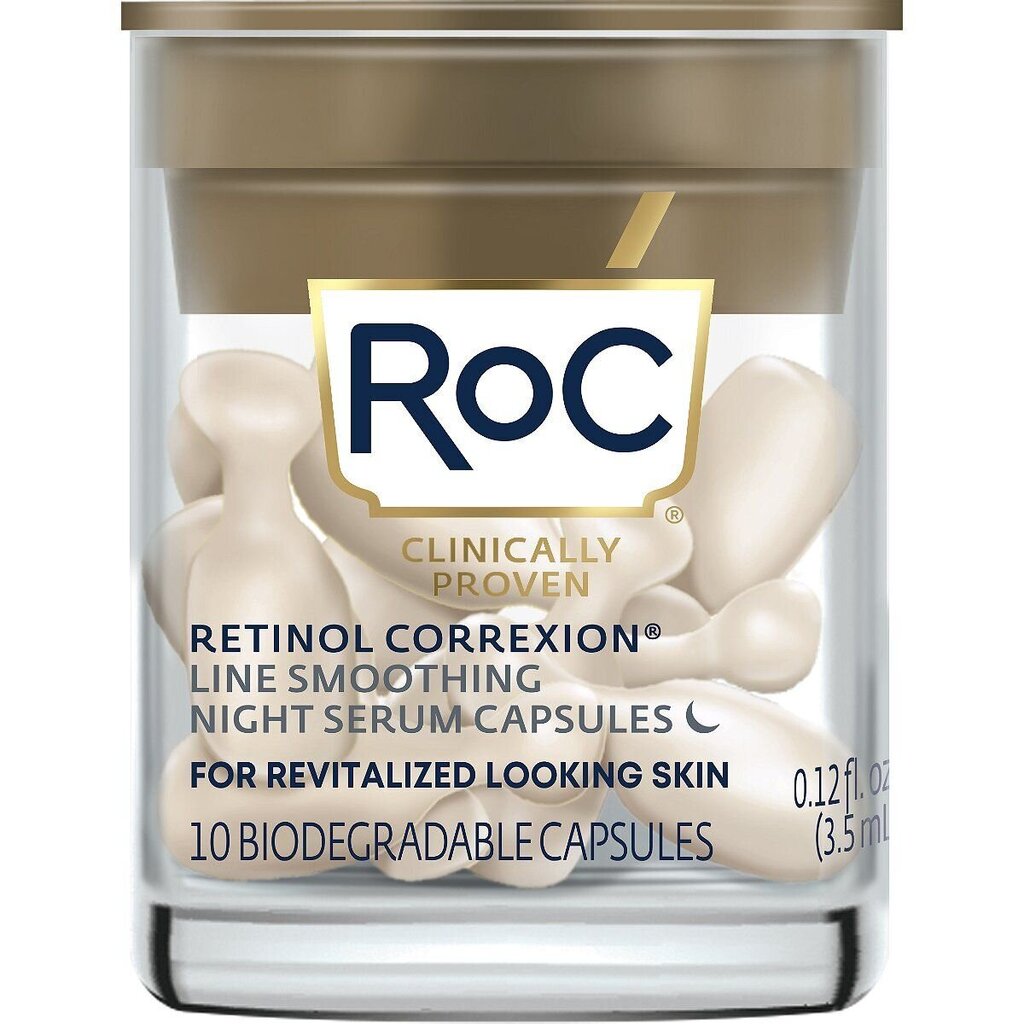 Naktinis veido serumas RoC Retinol Correxion, 10 kapsulių цена и информация | Veido aliejai, serumai | pigu.lt