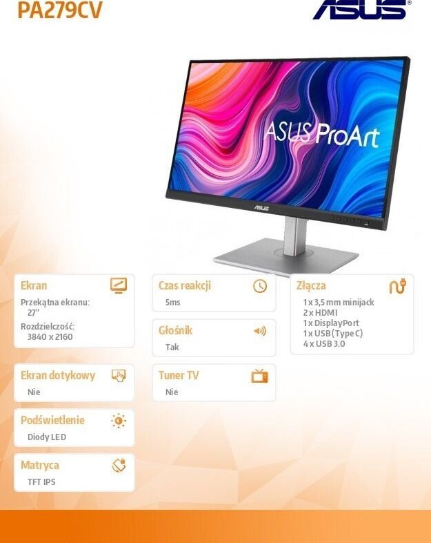 Asus PA279CV kaina ir informacija | Monitoriai | pigu.lt