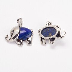 Natūralaus Lapis Lazuli pakabukai Drambliukai PK0060, 27x22x8 mm, 1 vnt. kaina ir informacija | Papuošalų gamybai, vėrimui | pigu.lt