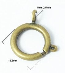 Застежка для ожерелья, 15,5 мм, 1 шт. цена и информация | Принадлежности для изготовления украшений, бисероплетения | pigu.lt