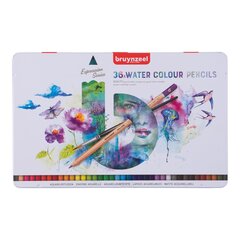 Spalvotų akvarelinių pieštukų rinkinys Bruynzeel Expression metalinėje dėžutėje, 36 spalvos kaina ir informacija | Piešimo, tapybos, lipdymo reikmenys | pigu.lt