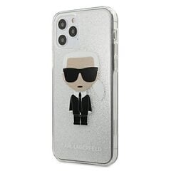 Karl Lagerfeld Iconik Glitter dėklas, skirtas iPhone 12 Pro Max, sidabrinis kaina ir informacija | Telefono dėklai | pigu.lt