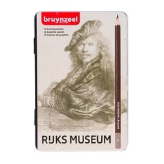 Набор чернографитных карандашей Bruynzeel «Rijks Museum» Рембрандт «Автопортрет» 12 шт, в металлической коробке цена и информация | Принадлежности для рисования, лепки | pigu.lt