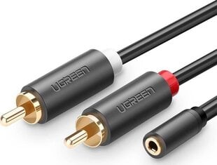 Ugreen AV102 garso laidas 2RCA,3,5 mm, 1 m, juodas kaina ir informacija | Kabeliai ir laidai | pigu.lt