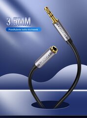 Кабель UGREEN AV118 AUX jack audio extender 3.5 мм, 1.5 м, черный цена и информация | Кабели и провода | pigu.lt