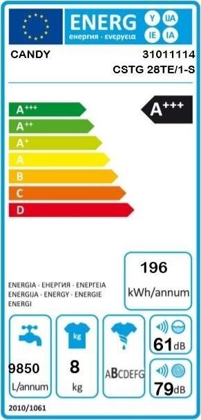 Candy CSTG28TE/1-S kaina ir informacija | Skalbimo mašinos | pigu.lt