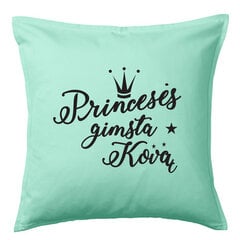 Dekoratyvinė pagalvėlė „Princesės gimsta kovą“, turkio mėlyna. kaina ir informacija | Dekoratyvinės pagalvėlės ir užvalkalai | pigu.lt