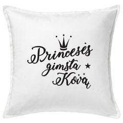 Dekoratyvinė pagalvėlė „Princesės gimsta kovą“, balta. цена и информация | Оригинальные подушки, наволочки | pigu.lt