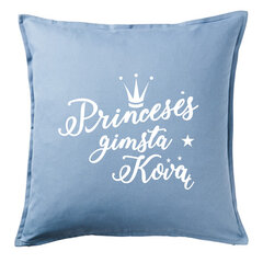 Dekoratyvinė pagalvėlė „Princesės gimsta kovą“, žydra. kaina ir informacija | Dekoratyvinės pagalvėlės ir užvalkalai | pigu.lt