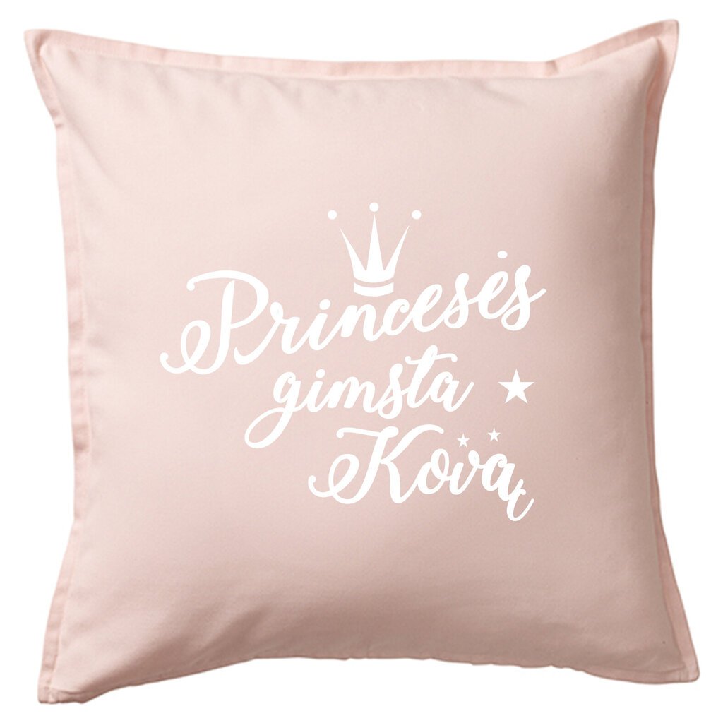 Vaikiška dekoratyvinė pagalvėlė „Princesės gimsta kovą“, rožinė. цена и информация | Dekoratyvinės pagalvėlės ir užvalkalai | pigu.lt