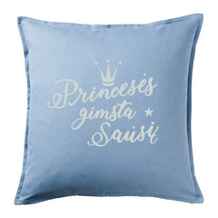 Dekoratyvinė pagalvėlė „Princesės gimsta sausį“, žydra. kaina ir informacija | Dekoratyvinės pagalvėlės ir užvalkalai | pigu.lt