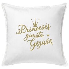 Vaikiška dekoratyvinė pagalvė „Princesės gimsta gegužę“, balta. kaina ir informacija | Originalios pagalvės, užvalkalai | pigu.lt