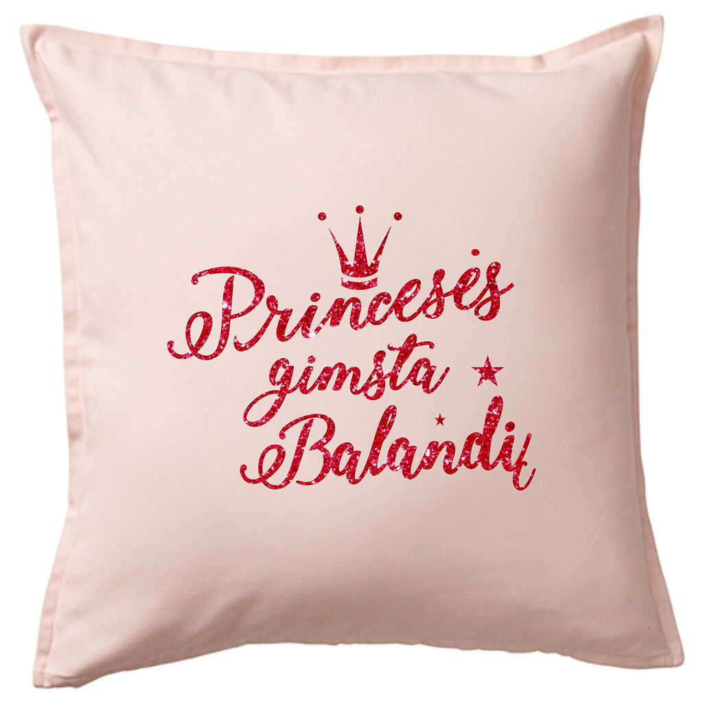 Dekoratyvinė pagalvėlė „Princesės gimsta balandį“, rožinė. kaina ir informacija | Dekoratyvinės pagalvėlės ir užvalkalai | pigu.lt