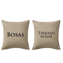 Dekoratyvinių pagalvių komplektas „Bosas ir tikrasis bosas", smėlinė. 2vnt. kaina ir informacija | Originalios pagalvės, užvalkalai | pigu.lt