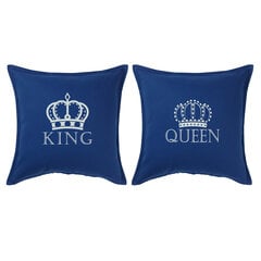 Dekoratyvinių pagalvėlių komplektas „King ir Queen", mėlyna. 2vnt. kaina ir informacija | Originalios pagalvės, užvalkalai | pigu.lt