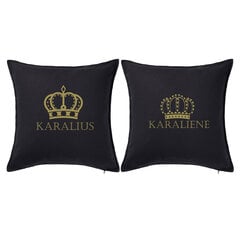 Dekoratyvinių pagalvių komplektas „Karalius ir karalienė", juoda. 2vnt. kaina ir informacija | Originalios pagalvės, užvalkalai | pigu.lt