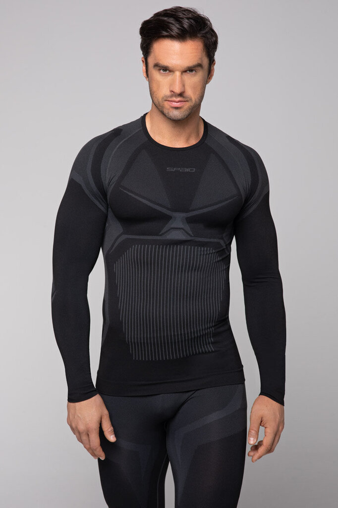 Marškinėliai vyrams Spaio Confidence, juodi kaina ir informacija | Vyriški termo apatiniai | pigu.lt